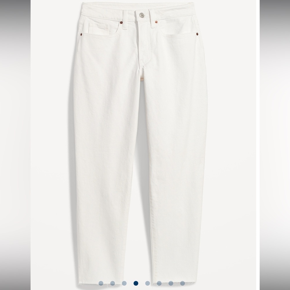 NEW High-Wasted Straight White-Wash Cut-Off Ankle Jeans